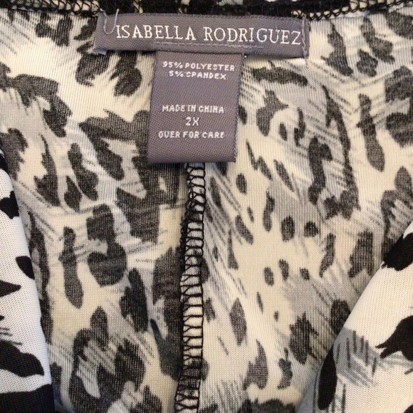Isabella Rodriguez Womens Black & White Animal Print Dolman Blouse Size 2X - Picture 5 of 6
